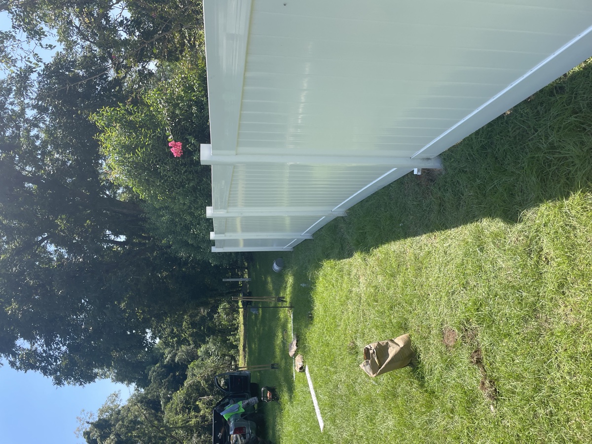 Vinyl fence installation Columbia SC — day 1, fence line starting